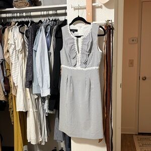 Nine West Blue and White Striped Sleeveless Mini Dress